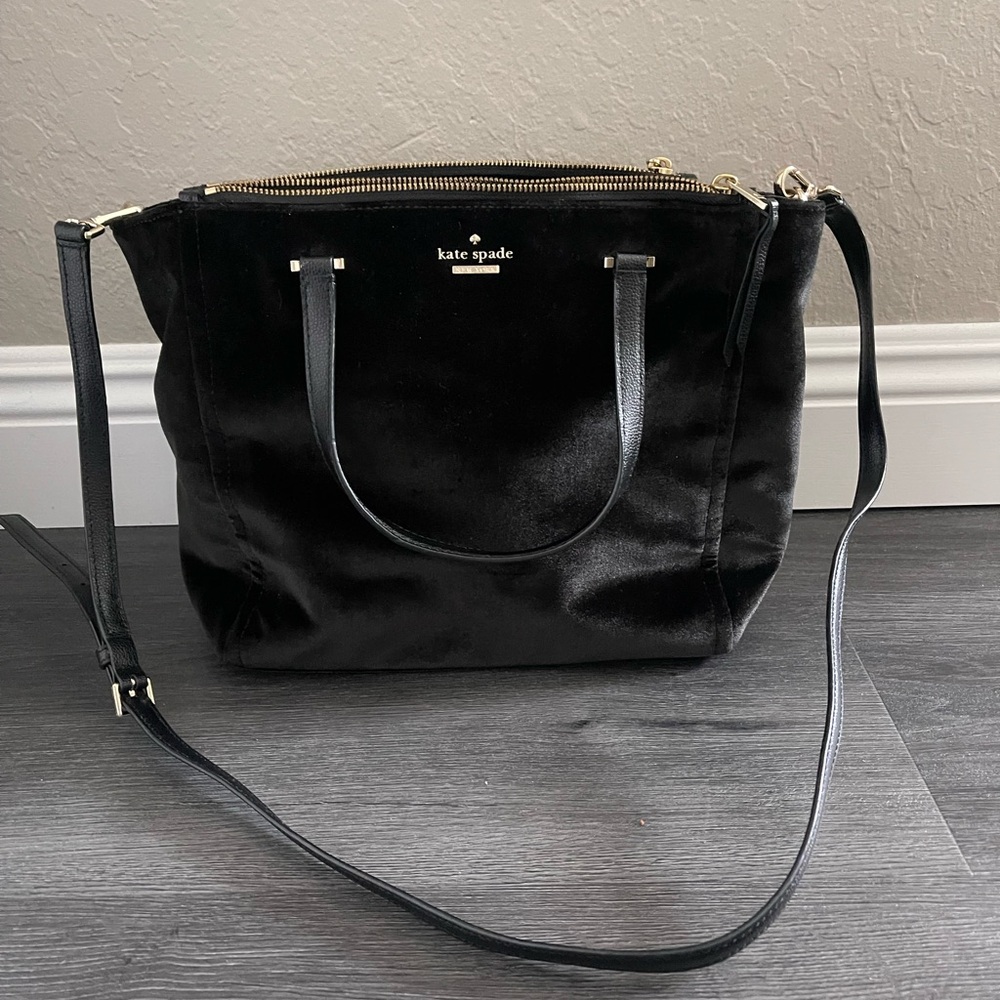 Black velvet Kate spade purse